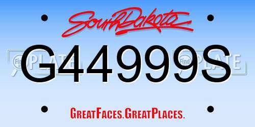 G44999S South Dakota License Plate