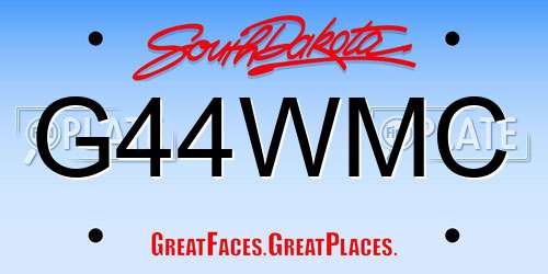 G44WMC South Dakota License Plate