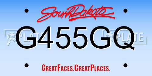 G455GQ South Dakota License Plate