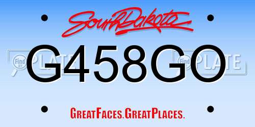 G458GO South Dakota License Plate