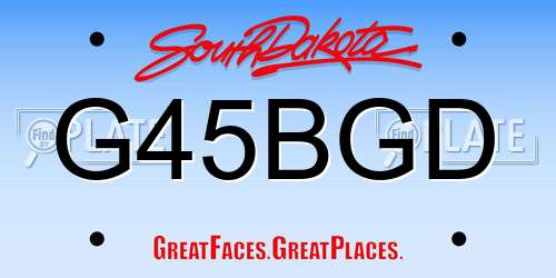 G45BGD South Dakota License Plate