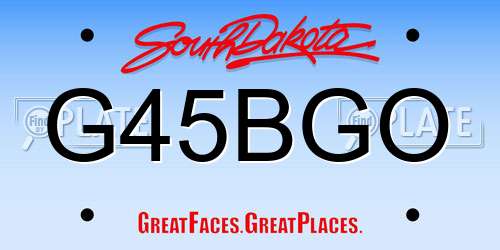 G45BGO South Dakota License Plate