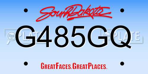 G485GQ South Dakota License Plate