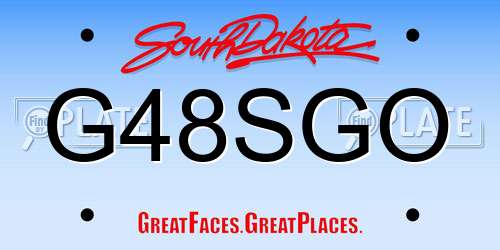 G48SGO South Dakota License Plate
