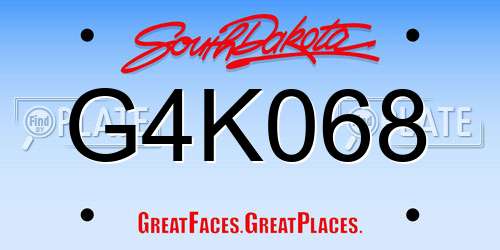 G4K068 South Dakota License Plate