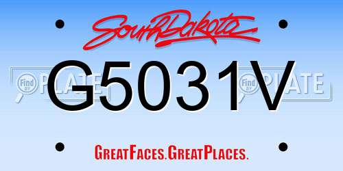 G5031V South Dakota License Plate