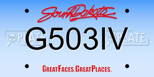 G503IV South Dakota License Plate