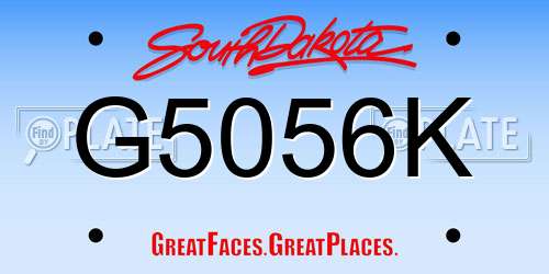 G5056K South Dakota License Plate
