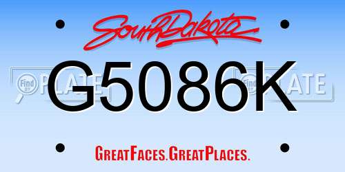 G5086K South Dakota License Plate