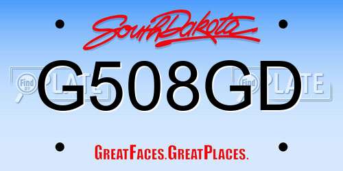 G508GD South Dakota License Plate
