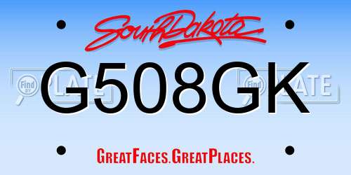 G508GK South Dakota License Plate