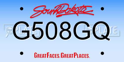 G508GQ South Dakota License Plate