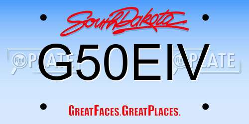 G50EIV South Dakota License Plate