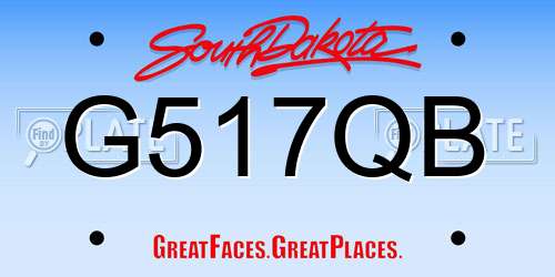 G517QB South Dakota License Plate