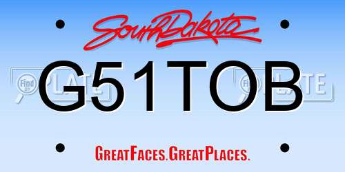G51TOB South Dakota License Plate