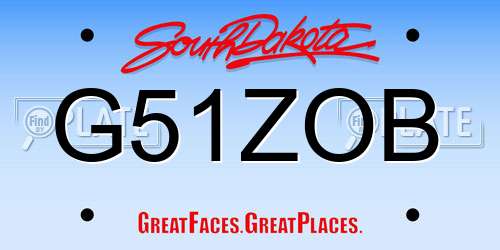 G51ZOB South Dakota License Plate
