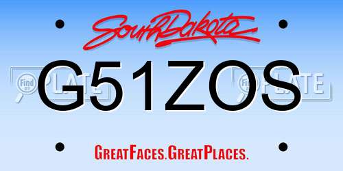 G51ZOS South Dakota License Plate
