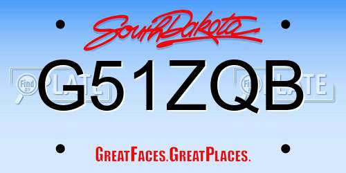 G51ZQB South Dakota License Plate