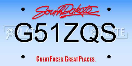 G51ZQS South Dakota License Plate