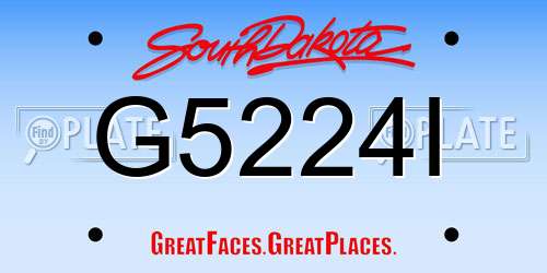 G5224I South Dakota License Plate