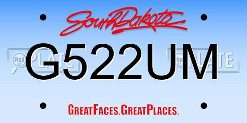 G522UM South Dakota License Plate