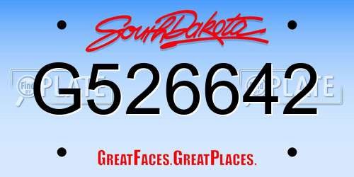 G526642 South Dakota License Plate