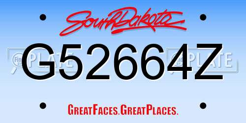 G52664Z South Dakota License Plate