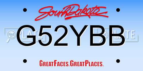 G52YBB South Dakota License Plate