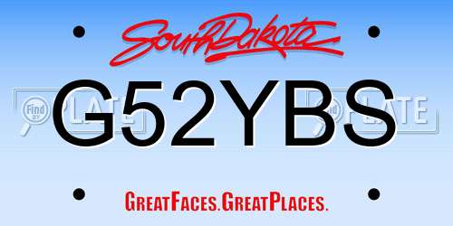 G52YBS South Dakota License Plate
