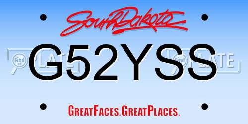 G52YSS South Dakota License Plate