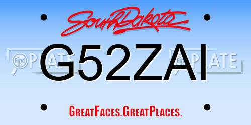 G52ZAI South Dakota License Plate
