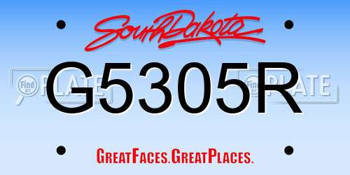 G5305R South Dakota License Plate