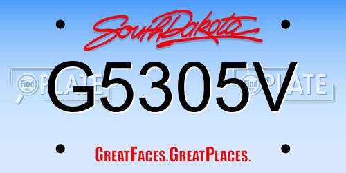 G5305V South Dakota License Plate