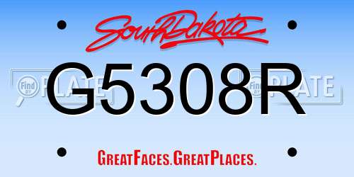 G5308R South Dakota License Plate