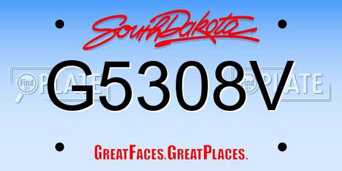 G5308V South Dakota License Plate