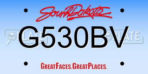 G530BV South Dakota License Plate