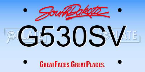 G530SV South Dakota License Plate