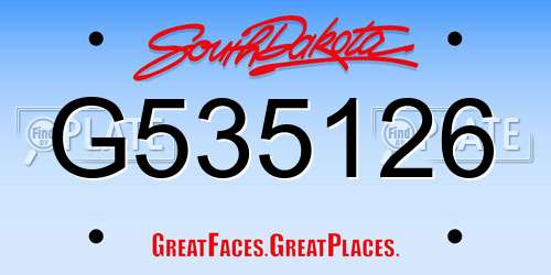 G535126 South Dakota License Plate