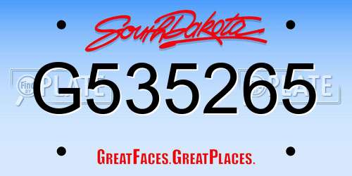 G535265 South Dakota License Plate