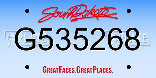 G535268 South Dakota License Plate