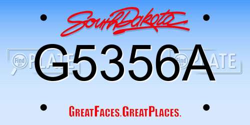 G5356A South Dakota License Plate