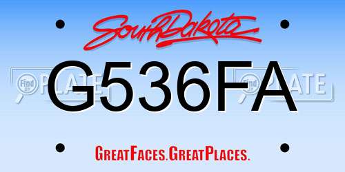 G536FA South Dakota License Plate