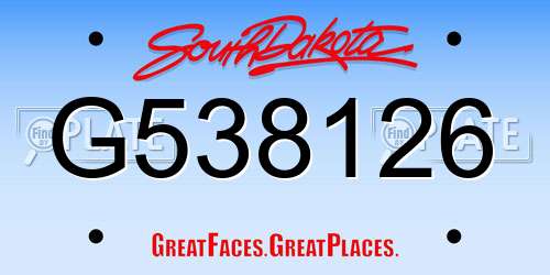 G538126 South Dakota License Plate