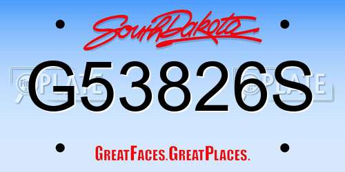 G53826S South Dakota License Plate