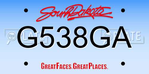 G538GA South Dakota License Plate