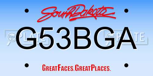 G53BGA South Dakota License Plate