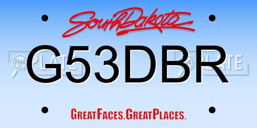 G53DBR South Dakota License Plate