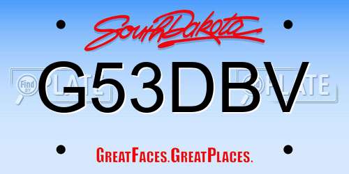 G53DBV South Dakota License Plate