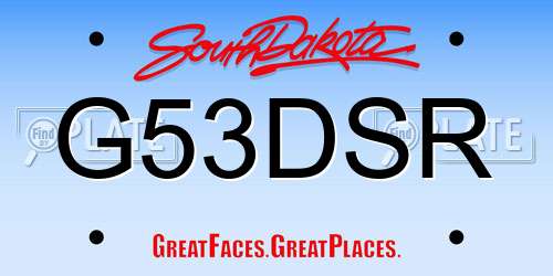 G53DSR South Dakota License Plate