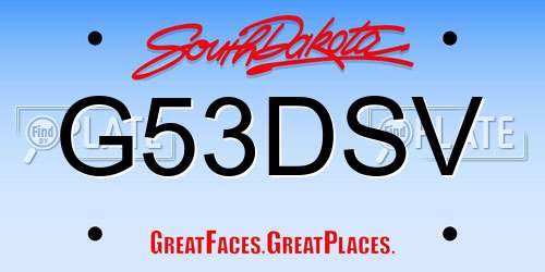 G53DSV South Dakota License Plate